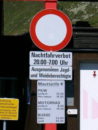 Mauttarife vom Timmelsjoch